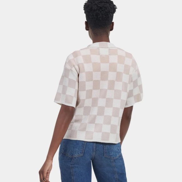 NWT UGG W Jeannie button down sweater color Nant cream check lightweight med. - Picture 3 of 13